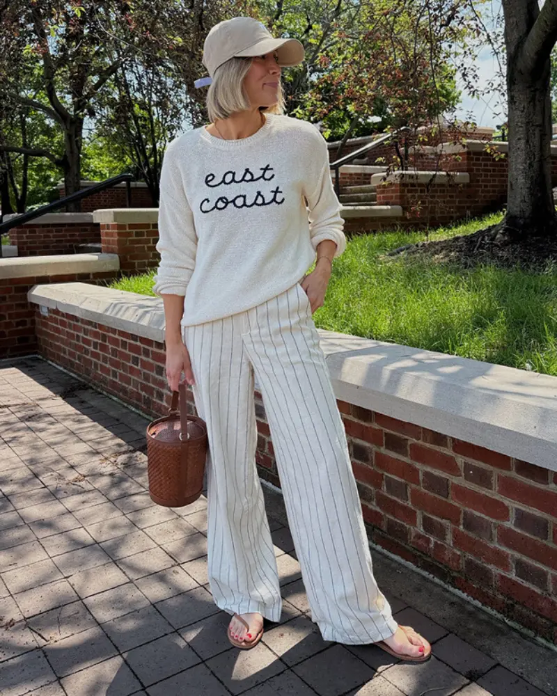 Lilah Linen Blend Pinstripe Beach Trouser · Johnnie-O